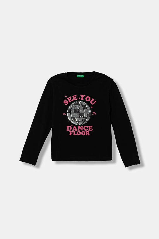 United Colors of Benetton longsleeve bawełniany dziecięcy nadruk czarny 3I1XC10QJ.G.seasonal