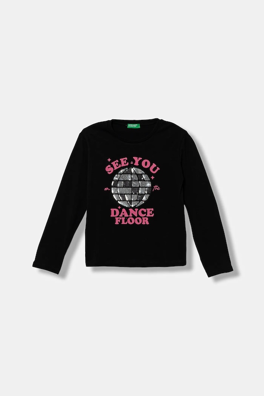 United Colors of Benetton longsleeve bawełniany dziecięcy nadruk czarny 3I1XC10QJ.G.seasonal