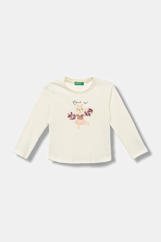 United Colors of Benetton longsleeve bawełniany dziecięcy nadruk beżowy 3I1XG10K8.P.seasonal