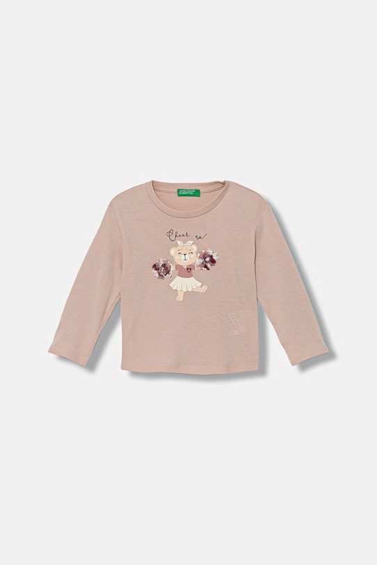 United Colors of Benetton longsleeve bawełniany dziecięcy nadruk różowy 3I1XG10K8.P.seasonal