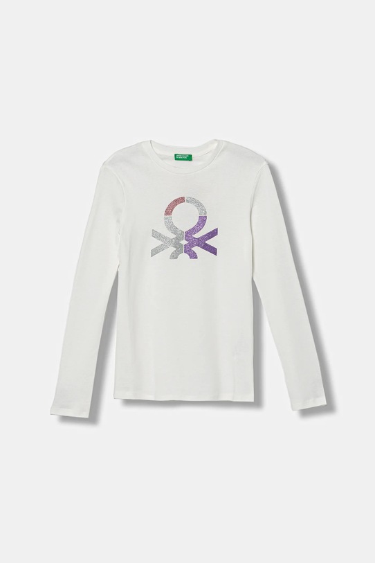United Colors of Benetton longsleeve bawełniany dziecięcy nadruk biały 3I9WC10JR.G.reproposed