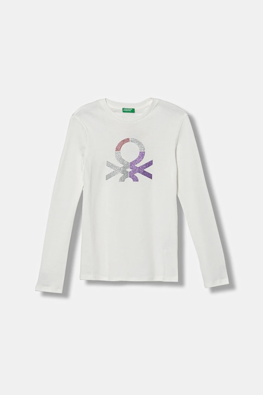 United Colors of Benetton longsleeve bawełniany dziecięcy nadruk biały 3I9WC10JR.G.reproposed