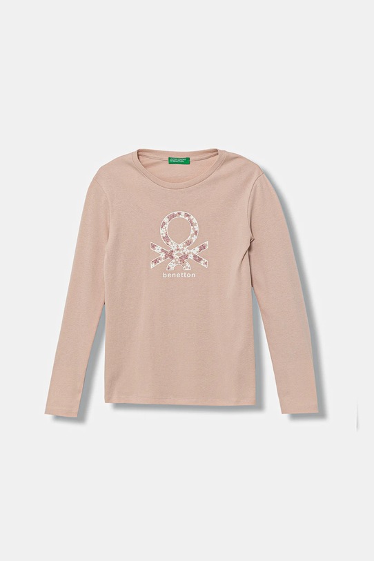 United Colors of Benetton longsleeve bawełniany dziecięcy nadruk różowy 3I9WC10Q2.G.seasonal