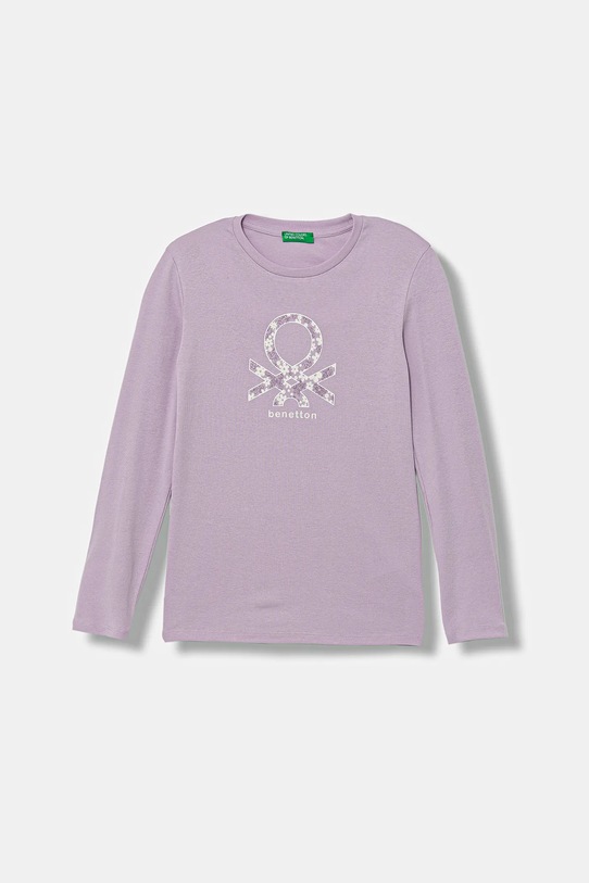 United Colors of Benetton longsleeve bawełniany dziecięcy nadruk fioletowy 3I9WC10Q2.G.seasonal