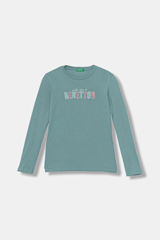 United Colors of Benetton longsleeve bawełniany dziecięcy nadruk turkusowy 3I9WC10Q2.G.seasonal