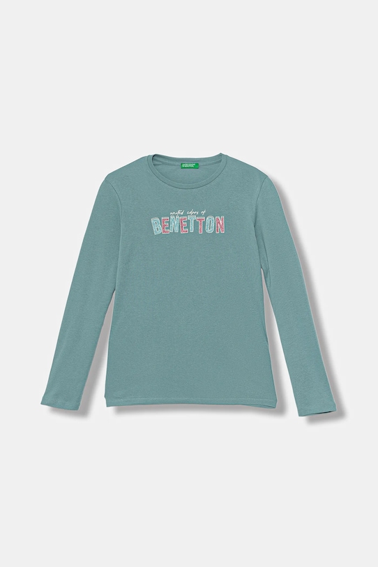 Dětské bavlněné tričko s dlouhým rukávem United Colors of Benetton kulatý tyrkysová 3I9WC10Q2.G.seasonal