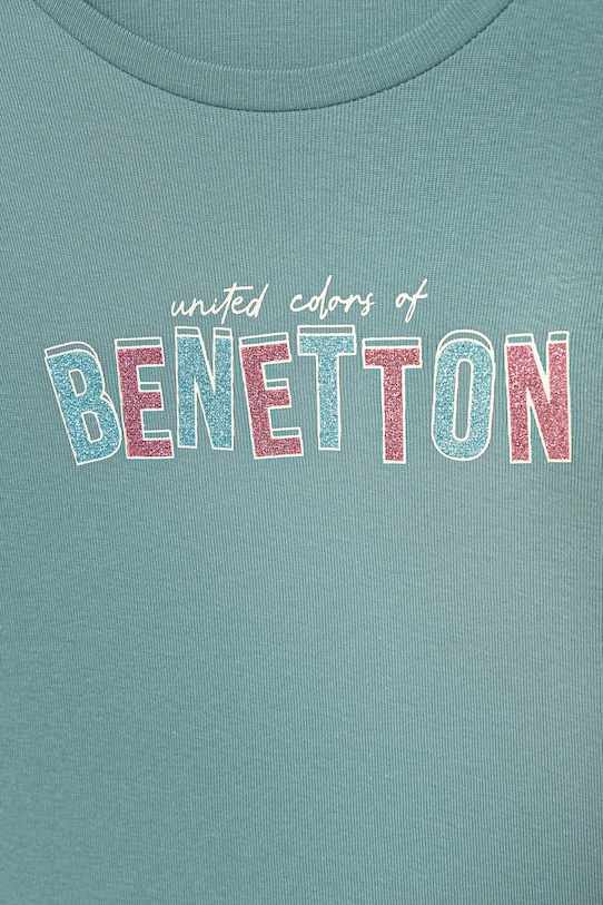DÍVKA Dětské bavlněné tričko s dlouhým rukávem United Colors of Benetton 3I9WC10Q2.G.seasonal tyrkysová