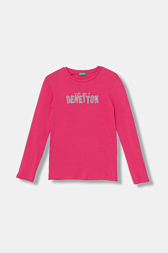 United Colors of Benetton longsleeve bawełniany dziecięcy nadruk różowy 3I9WC10Q2.G.seasonal