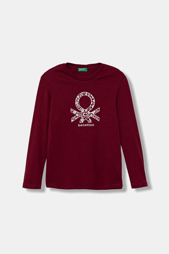 United Colors of Benetton longsleeve bawełniany dziecięcy nadruk bordowy 3I9WC10Q2.G.seasonal