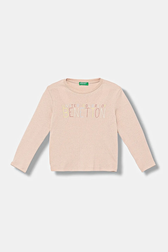 Dětské bavlněné tričko s dlouhým rukávem United Colors of Benetton kulatý růžová 3I9WG10JS.P.seasonal