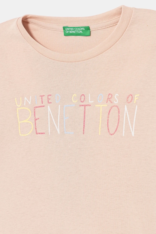 DÍVKA Dětské bavlněné tričko s dlouhým rukávem United Colors of Benetton 3I9WG10JS.P.seasonal růžová
