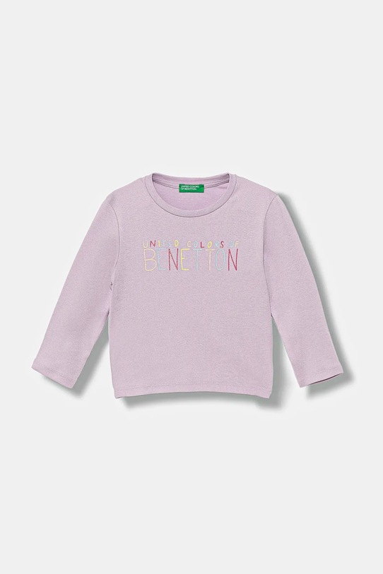 United Colors of Benetton longsleeve bawełniany dziecięcy nadruk fioletowy 3I9WG10JS.P.seasonal