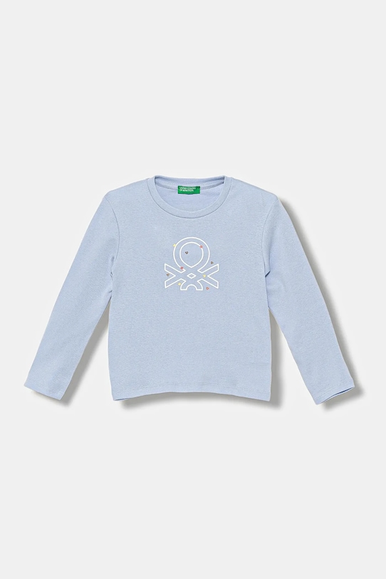 Dětské bavlněné tričko s dlouhým rukávem United Colors of Benetton kulatý modrá 3I9WG10JS.P.seasonal