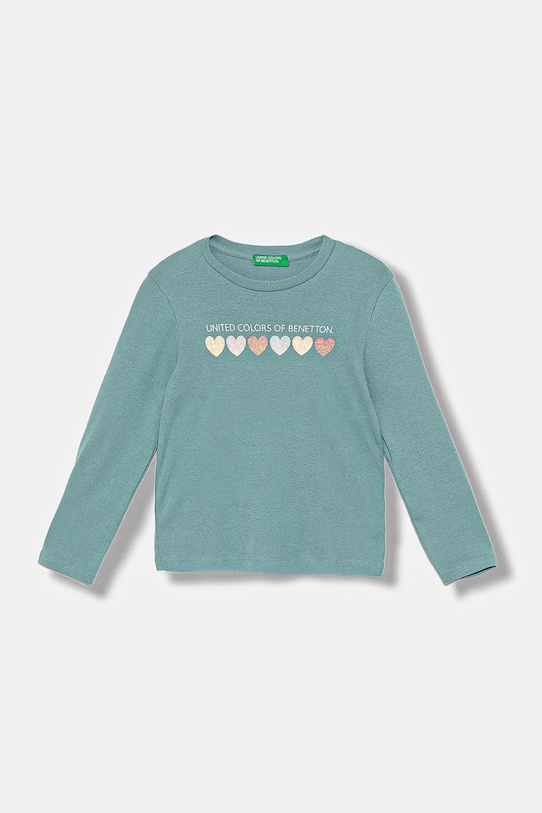 Παιδικό βαμβακερό μακρυμάνικο United Colors of Benetton στάμπα τιρκουάζ 3I9WG10JS.P.seasonal