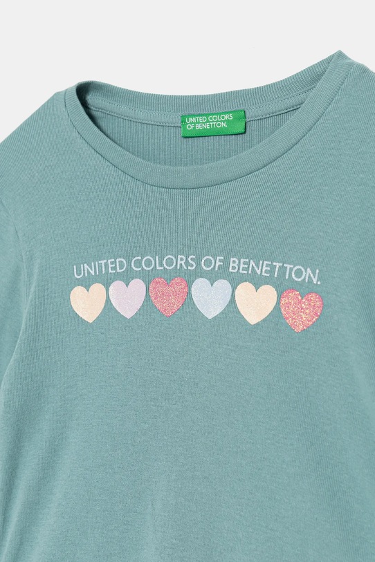 Dziewczynka United Colors of Benetton longsleeve bawełniany dziecięcy 3I9WG10JS.P.seasonal turkusowy