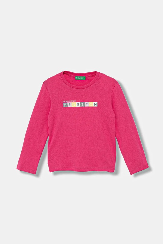 United Colors of Benetton longsleeve bawełniany dziecięcy nadruk różowy 3I9WG10JS.P.seasonal
