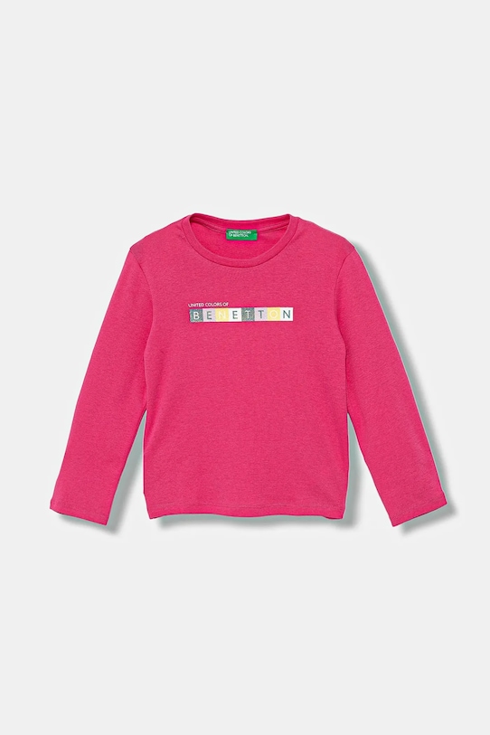 Dětské bavlněné tričko s dlouhým rukávem United Colors of Benetton kulatý růžová 3I9WG10JS.P.seasonal