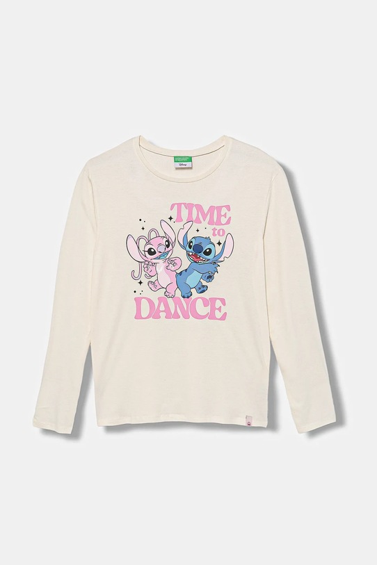 Дитячий бавовняний лонгслів United Colors of Benetton візерунок бежевий 35RYC10Q7.G.seasonal