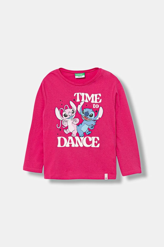 Detská bavlnená košeľa s dlhým rukávom United Colors of Benetton potlač ružová 35RYC10Q7.G.seasonal