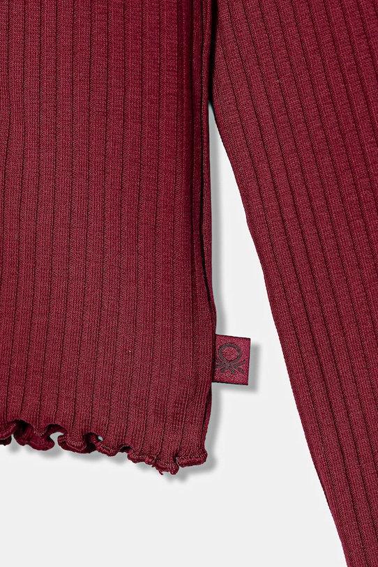 Dziewczynka United Colors of Benetton longsleeve dziecięcy 3F1AC203O.G.Season.9BYA bordowy