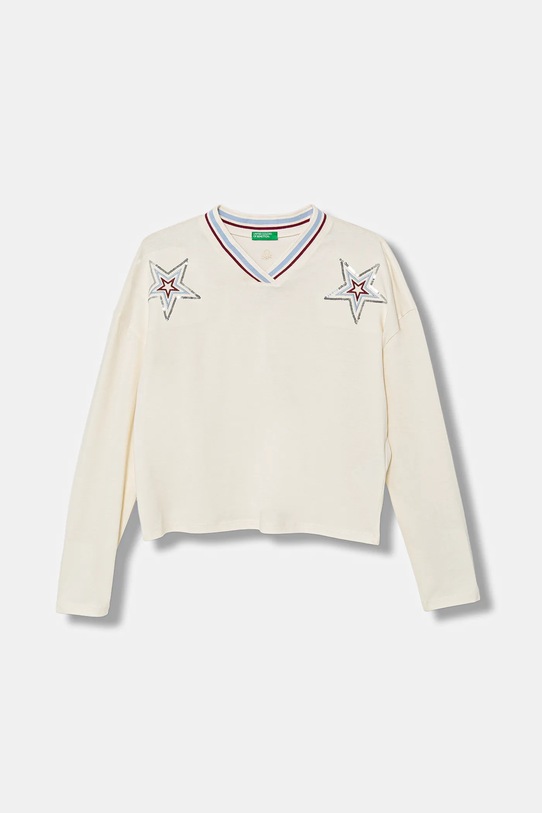 United Colors of Benetton longsleeve bawełniany dziecięcy szpic beżowy 3I1XC400E.G.seasonal