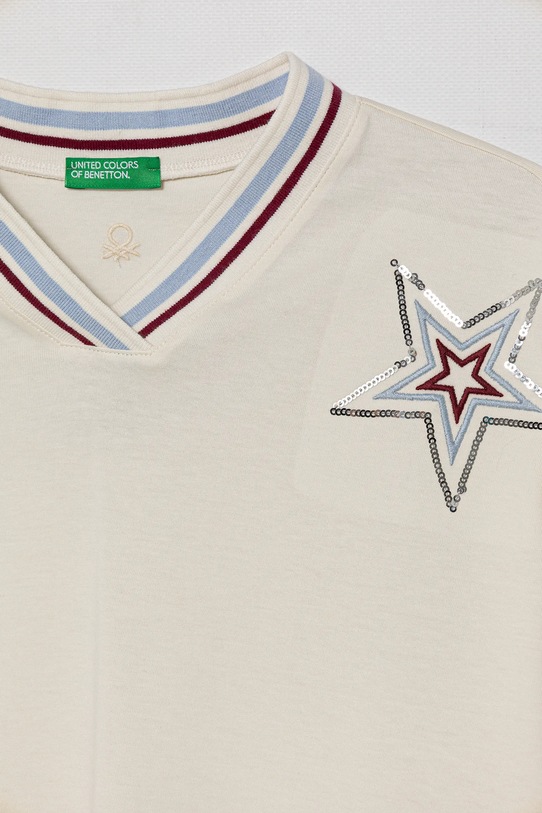 Dziewczynka United Colors of Benetton longsleeve bawełniany dziecięcy 3I1XC400E.G.seasonal beżowy