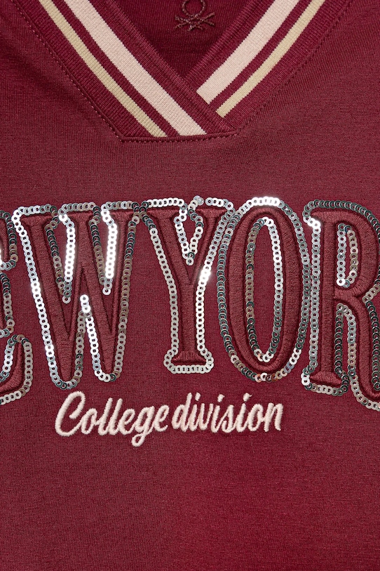 Дівчинка Дитячий бавовняний лонгслів United Colors of Benetton 3I1XC400E.G.seasonal бордо