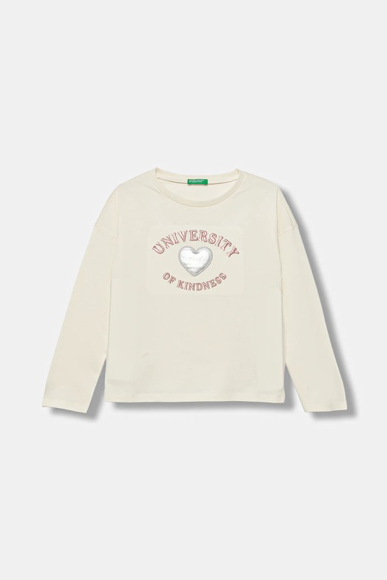 Otroška bombažna majica z dolgimi rokavi United Colors of Benetton Bombaž bež 3I1XG10KL.P.seasonal