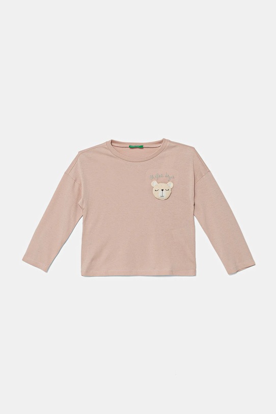 Detská bavlnená košeľa s dlhým rukávom United Colors of Benetton okrúhly ružová 3I1XG10KL.P.seasonal