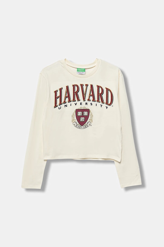 Дитячий бавовняний лонгслів United Colors of Benetton бавовна бежевий 3IVWC10PX.G.seasonal