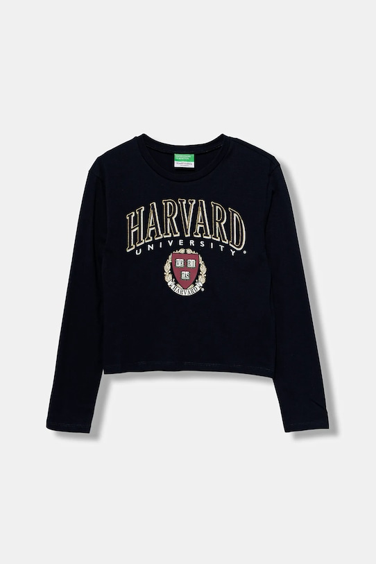 Дитячий бавовняний лонгслів United Colors of Benetton бавовна темно-синій 3IVWC10PX.G.seasonal