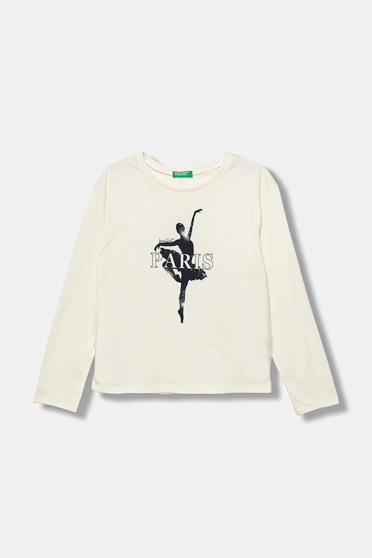 Дитячий бавовняний лонгслів United Colors of Benetton бавовна бежевий 3JERC10QM.G.seasonal