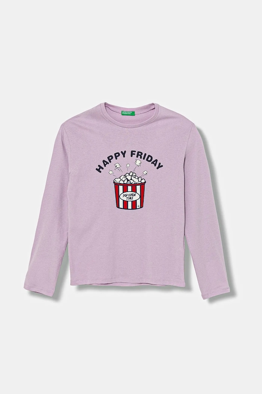 Дитячий бавовняний лонгслів United Colors of Benetton бавовна фіолетовий 3JERC10QM.G.seasonal