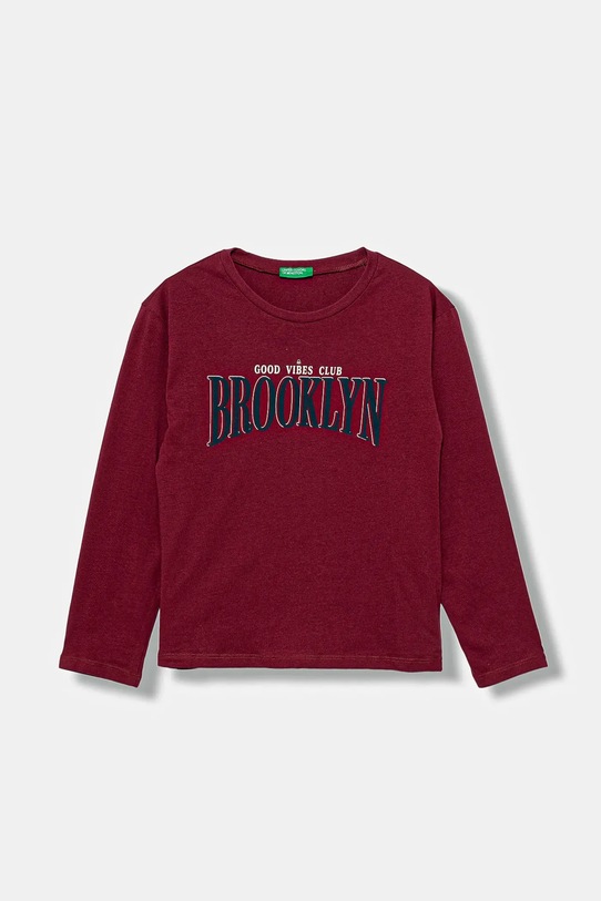 Дитячий бавовняний лонгслів United Colors of Benetton бавовна бордо 3JERC10QM.G.seasonal