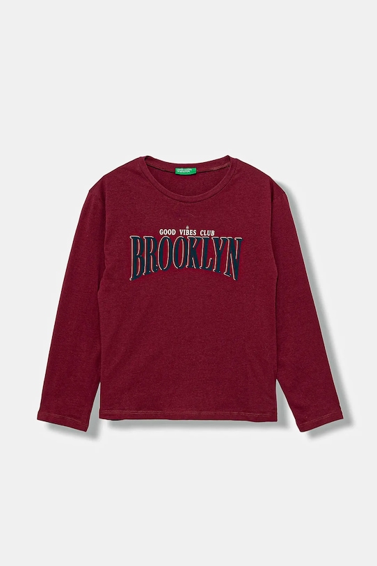 Detská bavlnená košeľa s dlhým rukávom United Colors of Benetton bavlna burgundské 3JERC10QM.G.seasonal