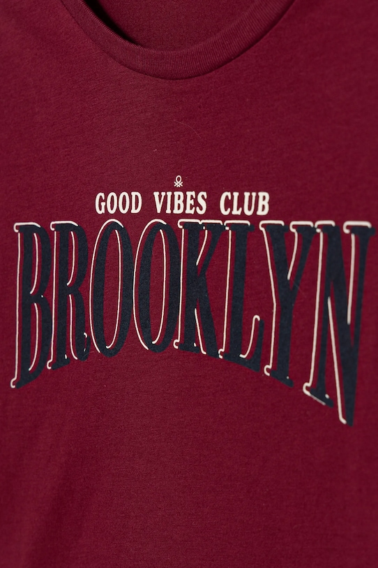 Dievča Detská bavlnená košeľa s dlhým rukávom United Colors of Benetton 3JERC10QM.G.seasonal burgundské