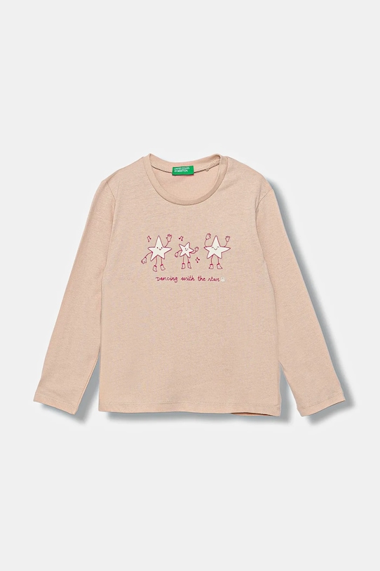 United Colors of Benetton longsleeve bawełniany dziecięcy nadruk różowy 3JERG10KB.P.seasonal