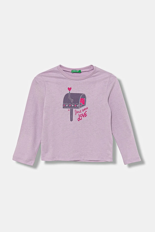 Дитячий бавовняний лонгслів United Colors of Benetton візерунок фіолетовий 3JERG10KB.P.seasonal