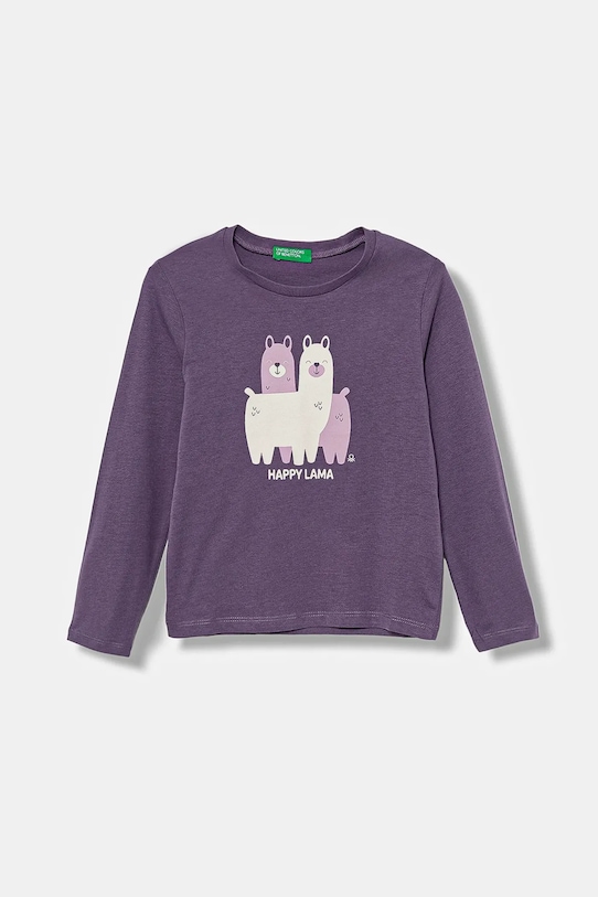 Хлопковый детский лонгслив United Colors of Benetton узор фиолетовой 3JERG10KB.P.seasonal