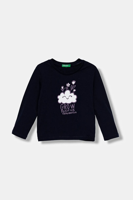 Дитячий бавовняний лонгслів United Colors of Benetton візерунок темно-синій 3JERG10KB.P.seasonal