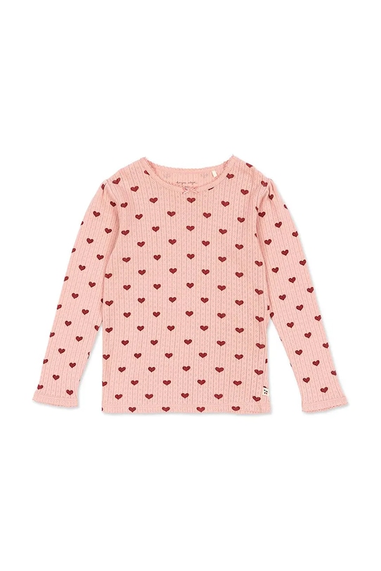 Konges Sløjd longsleeve bawełniany dziecięcy MINNIE BLOUSE GOTS wzorzyste różowy KS104514.9BYA
