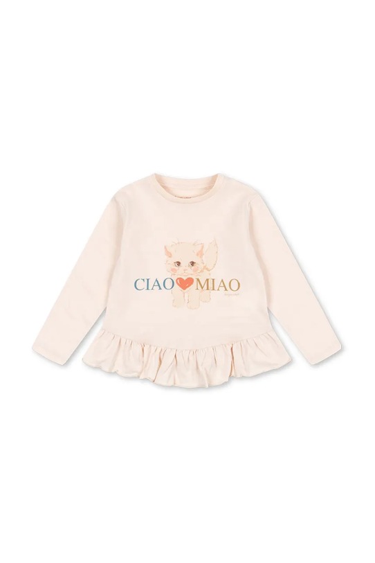 Konges Sløjd longsleeve bawełniany dziecięcy KITTY FRILL TEE GOTS KS105186.9BYA beżowy AW25