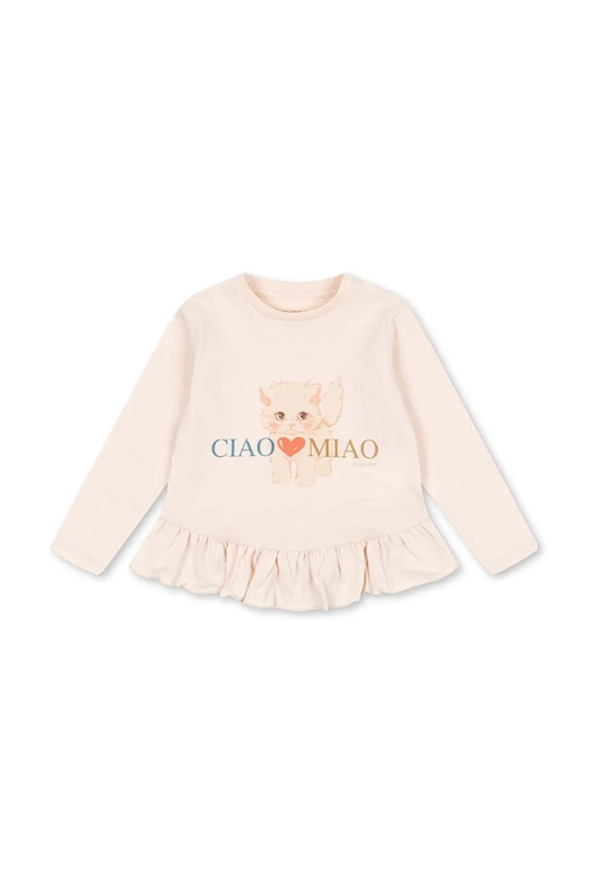 Konges Sløjd longsleeve bawełniany dziecięcy KITTY FRILL TEE GOTS KS105186.9BYA beżowy AW25