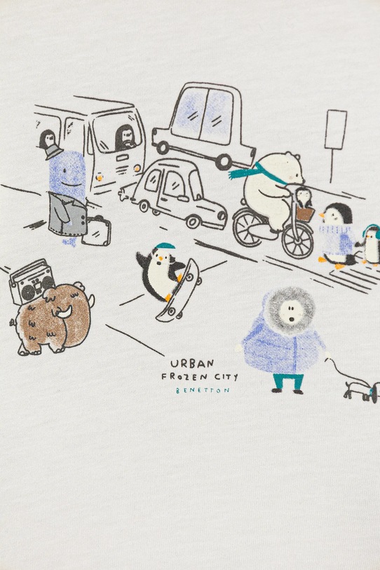 Dziewczynka United Colors of Benetton longsleeve bawełniany niemowlęcy 3ATNA106T.W.Seasonal biały