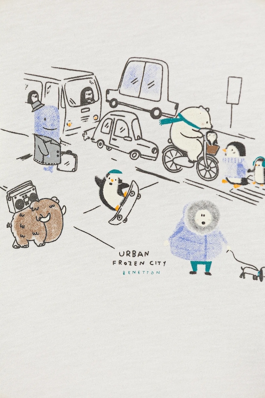 Dziewczynka United Colors of Benetton longsleeve bawełniany niemowlęcy 3ATNA106T.W.Seasonal biały