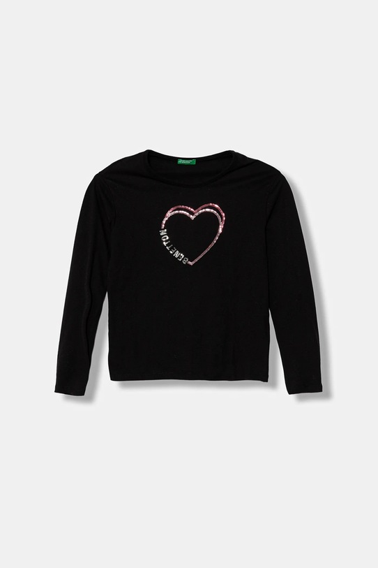 United Colors of Benetton longsleeve bawełniany dziecięcy aplikacja czarny 3ATNC10RG.G.Seasonal