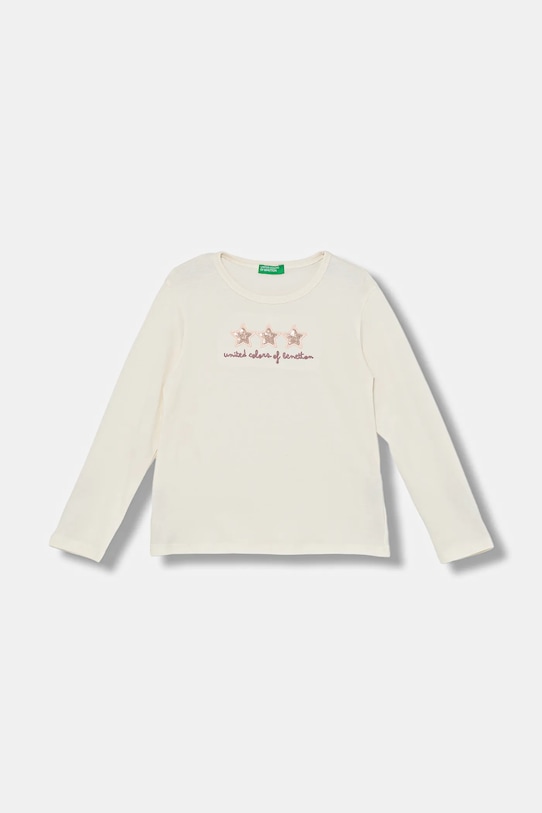 United Colors of Benetton longsleeve bawełniany dziecięcy aplikacja beżowy 3ATNG10KZ.P.Seasonal