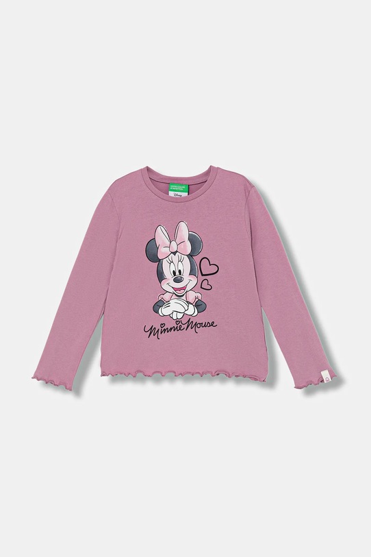 United Colors of Benetton longsleeve bawełniany dziecięcy nadruk różowy 3ATNG10L2.P.Seasonal