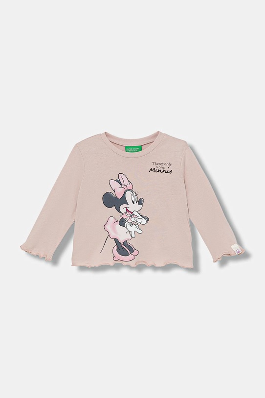 United Colors of Benetton longsleeve bawełniany dziecięcy nadruk różowy 3ATNG10L2.P.Seasonal