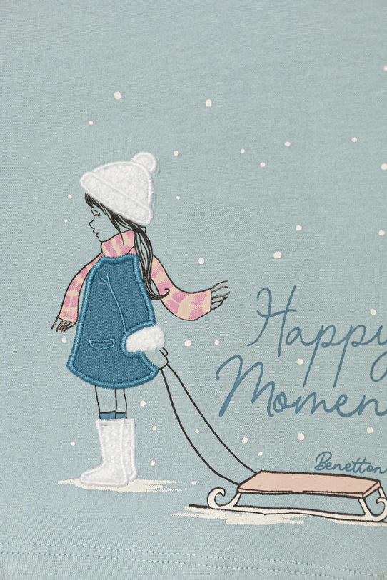 Dziewczynka United Colors of Benetton longsleeve bawełniany dziecięcy 3ATNG10L8.P.Seasonal turkusowy